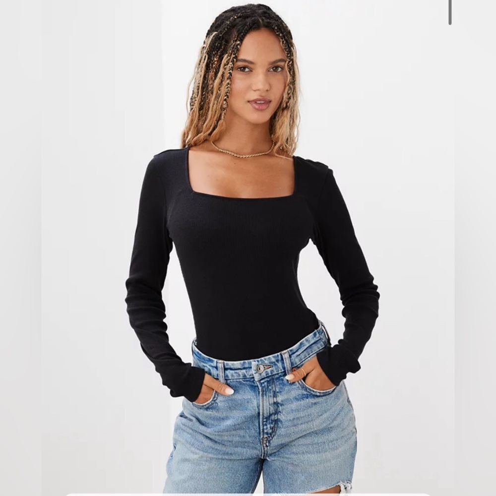 AE Long-Sleeve Criss-Cross Bodysuit